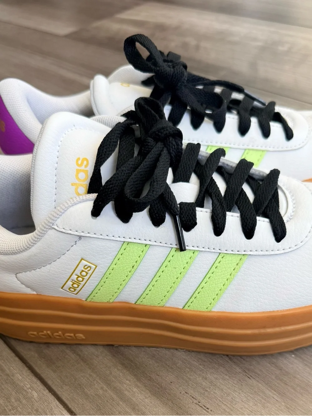 adidas White Sneakers with Gum Sole and Black Accents - Picture 2 of 8